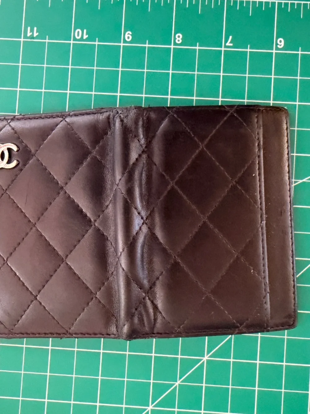 CHANEL Black Quilted Leather Card & Key Holder with CC Logo